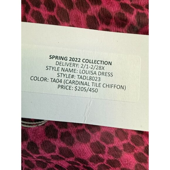 NWT Misa Los Angeles Louisa Dress XS Pink/Red Print Sheer Chiffon Midi - Picture 6 of 15